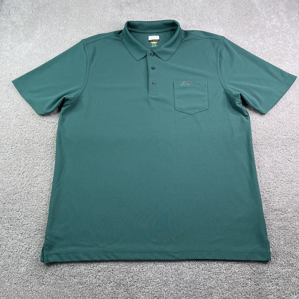 Greg Norman Polo Shirt Mens XL Green Performance Play Dry Golf‎ Shark Pocket
